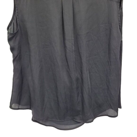 Eloquii Wrap Blouse 18W Black Sleeveless Draped Lightweight Satin Day To Night - Picture 9 of 14